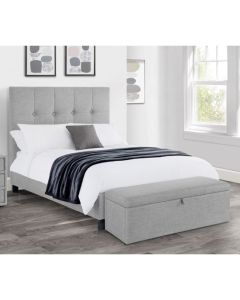 Sorrento Linen Fabric High Headboard Super King Size Bed In Light Grey