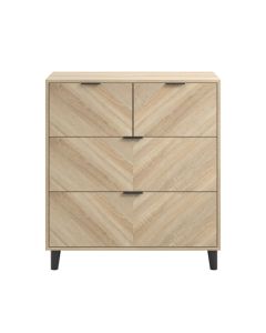 Stockholm Chevron Wooden Chest Of 4 Drawers In Sonoma Oak