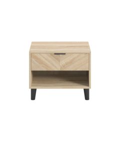 Stockholm Chevron Wooden Bedside Cabinet With 1 Drawer In Sonoma Oak