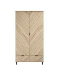 Stockholm Chevron Wooden Wardrobe With 2 Doors In Sonoma Oak