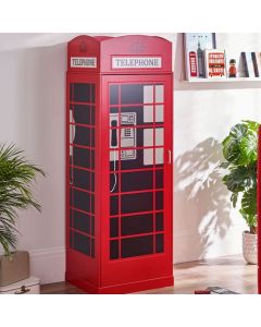 Telephone Box Wooden Wardrobe With 1 Door In Red