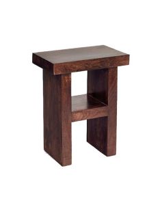 Toko H Shaped Wooden Side Table With Shelf In Dark Walnut