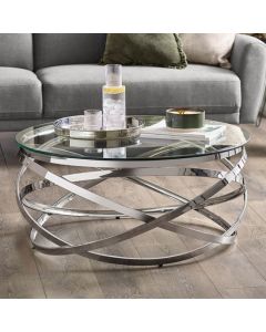 Vienna Clear Glass Coffee Table With Chrome Metal Frame