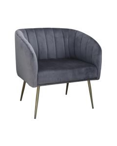 Wingfield Velvet 1 Seater Sofa In Grey With Gold Metal Legs