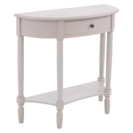 Heritage Half Moon Wooden Console Table In Vintage Grey With 1 Drawer Elegant Furniture UK