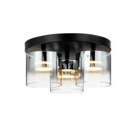 Roundhay 3 Smoked Glass Shade Bulbs Decorative Flush Ceiling Light In ...