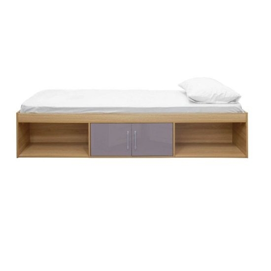 Dakota Wooden Single Cabin Bed In High Gloss Grey And Matt Oak