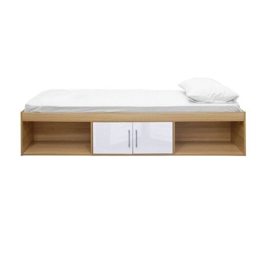 Dakota Wooden Single Cabin Bed In High Gloss White And Matt Oak