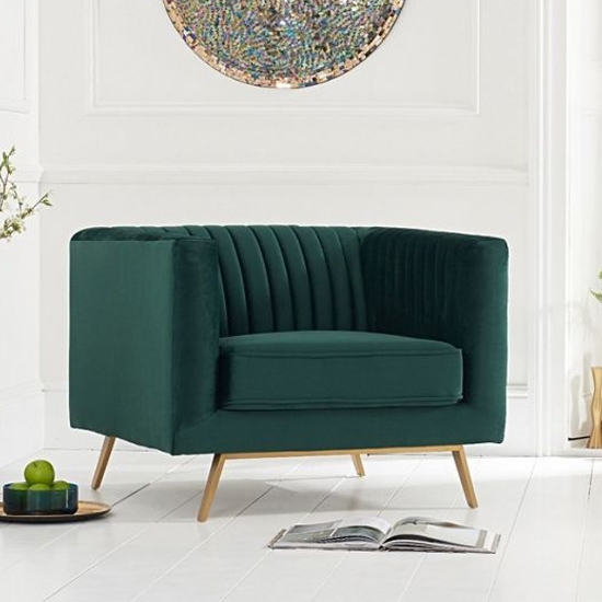 Danielle Velvet Upholstered Armchair In Green