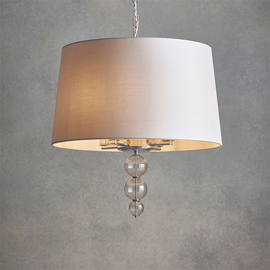 Darlaston 4 Lights Grey Shade Ceiling Pendant Light In Polished Nickel