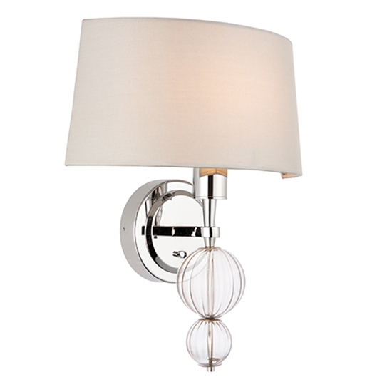 Darlaston Grey Shade Single Wall Light In Polished Nickel