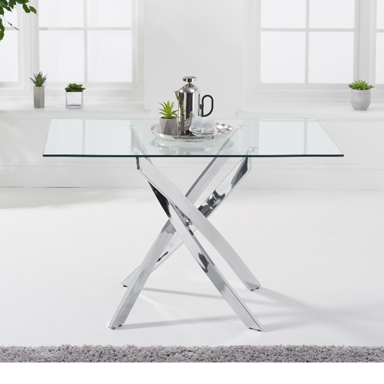 Daytona Rectangular Glass Dining Table With Chrome Metal Legs