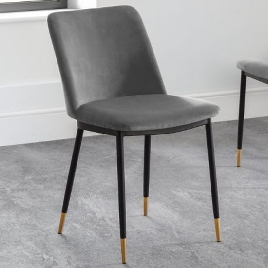 Delaunay Velvet Upholstered Dining Chair In Grey