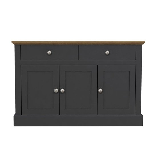 Devon Wooden 3 Doors 2 Drawers Sideboard In Charcoal