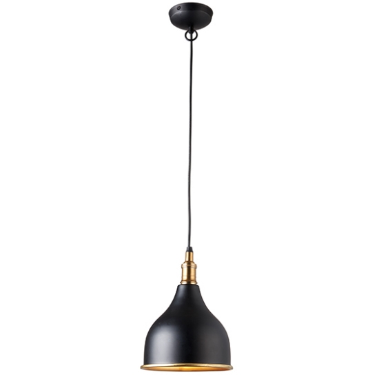 Dickens Matt Black Ceiling Pendant Light In Antique Brass