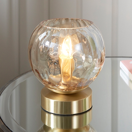 Dimple Glass Shade Table Lamp In Brushed Brass