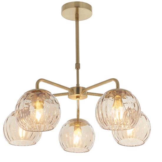 Dimple Lustre Dimpled Glass Shades Ceiling Pendant Light In Champagne