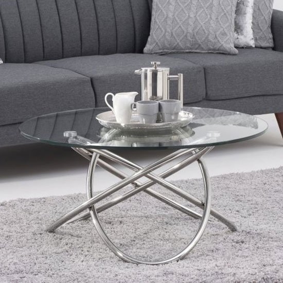 Dina Glass Coffee Table With Chrome Stainless Steel Legs