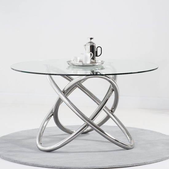 Dina Glass Dining Table With Chrome Stainless Steel Legs