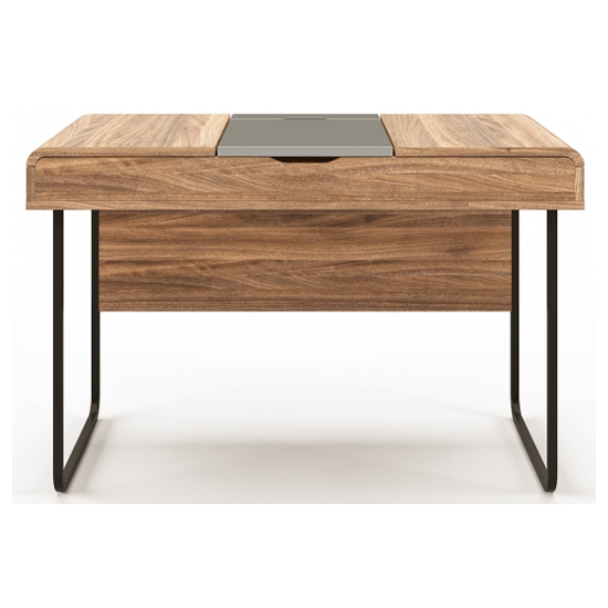 Dorset Wooden Computer Desk In Walnut And Grey