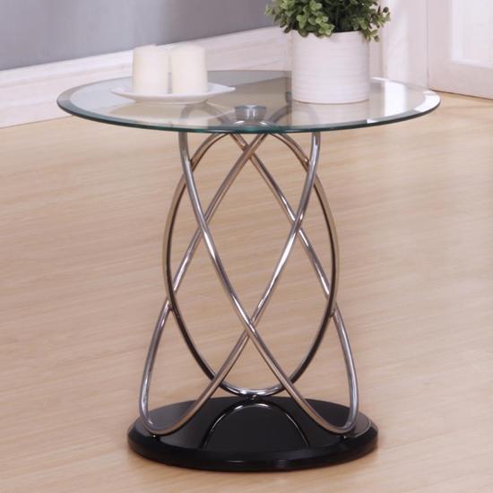 Eclipse Clear Glass Lamp Table With Stainless Steel Base