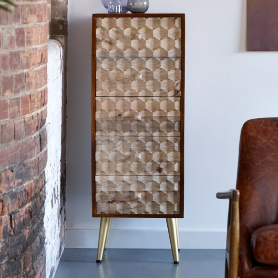 Edison Wooden Chest Of Drawers In Dark Walnut With 5 Drawers