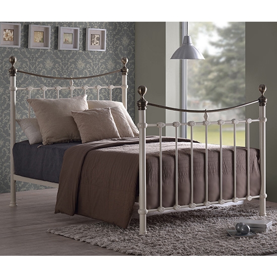 Elizabeth Metal King Size Bed In Ivory