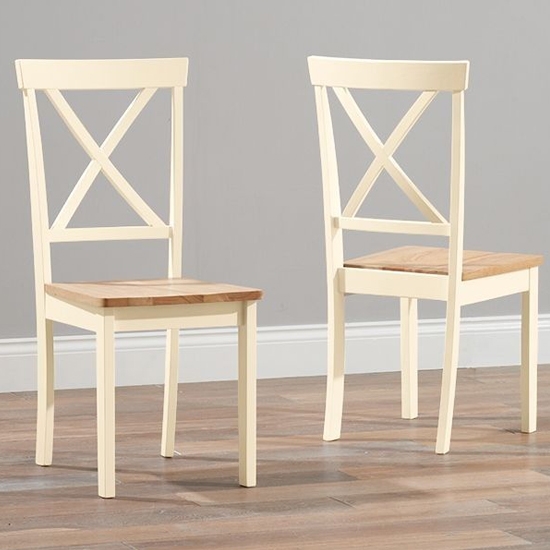 Elstree Cream Solid Hardwood Dining Chairs In Pair