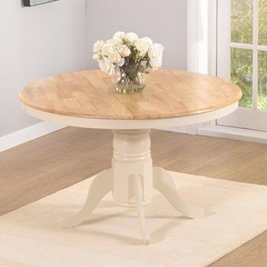 Elstree Round Wooden Dining Table In Oak And Cream