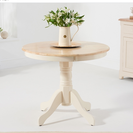 Elstree Round Wooden Dining Table In Oak And Cream