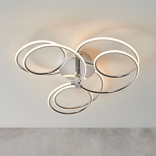 Eterne 3 Lights Semi Flush Ceiling Light In Chrome With Matt White Diffuser