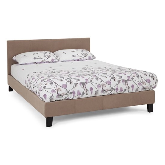 Evelyn Fabric Upholstered Small Double Bed In Latte