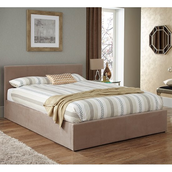 Evelyn Fabric Upholstered Storage Single Bed In Latte