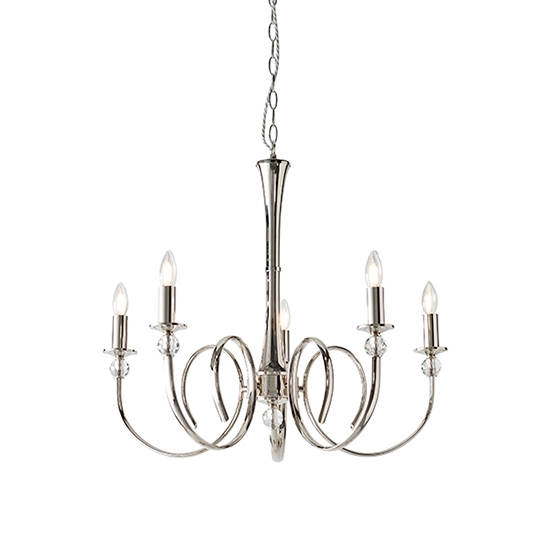 Fabia 5 Lights Clear Crystal Ceiling Pendant Light In Polished Nickel