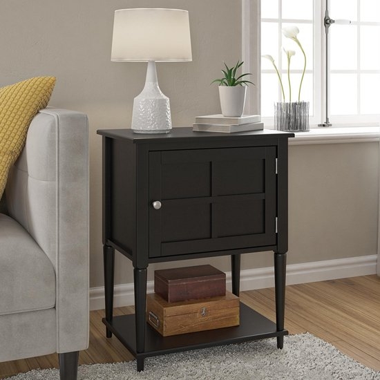 Fairmont Wooden 1 Door Side Table In Black