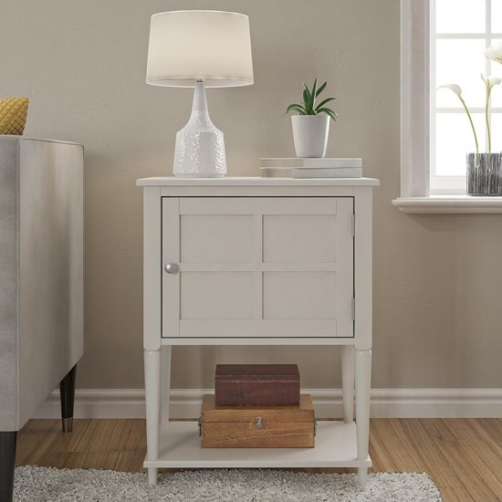 Fairmont Wooden 1 Door Side Table In Off White