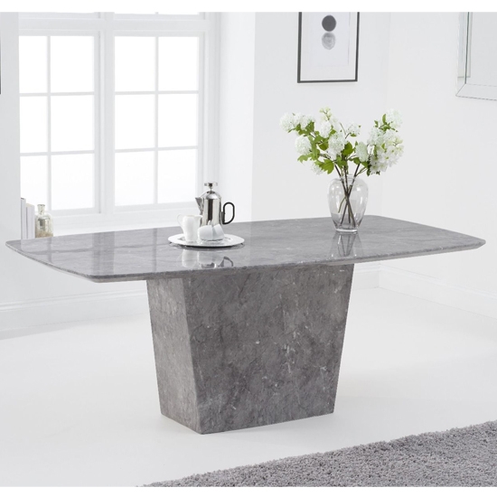 Fariah 200cm Marble Rectangular Dining Table In Light Grey