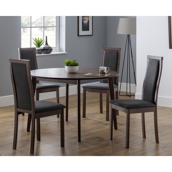 Farringdon Wooden Dining Table In Walnut With 4 Melrose Chairs