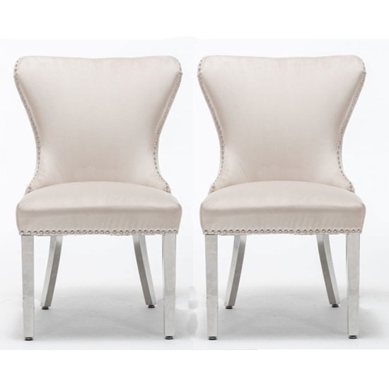 Florence Cream Button Back Velvet Dining Chair In Pair