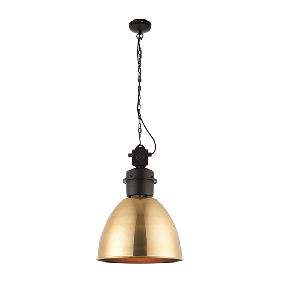 Ford Ceiling Pendant Light In Antique Brass With Matt Black