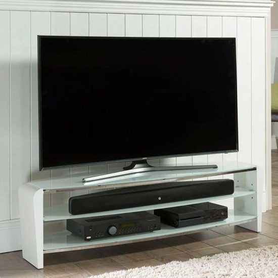 Francium Large Wooden Tv Stand In Black With White Glass