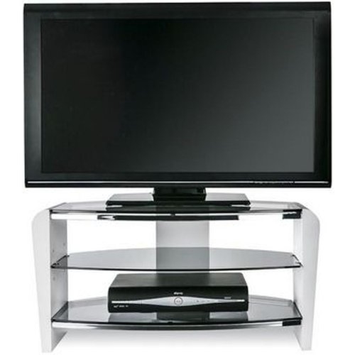 Francium Wooden Tv Stand In Black With White Glass