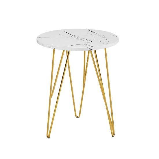 Fusion White Marble Lamp Table In Gold Metal Legs