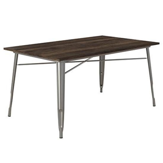 Fusion Wooden Rectangular Dining Table In Antique Gun Metal