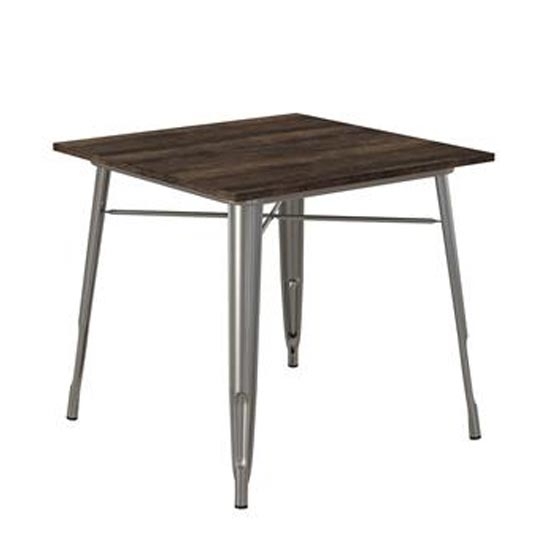 Fusion Wooden Square Dining Table In Antique Gun Metal