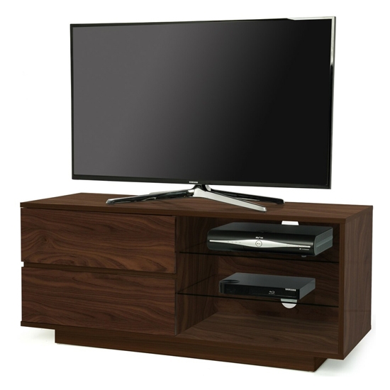 Gallus Wooden Tv Stand In Walnut With 2 Drawers