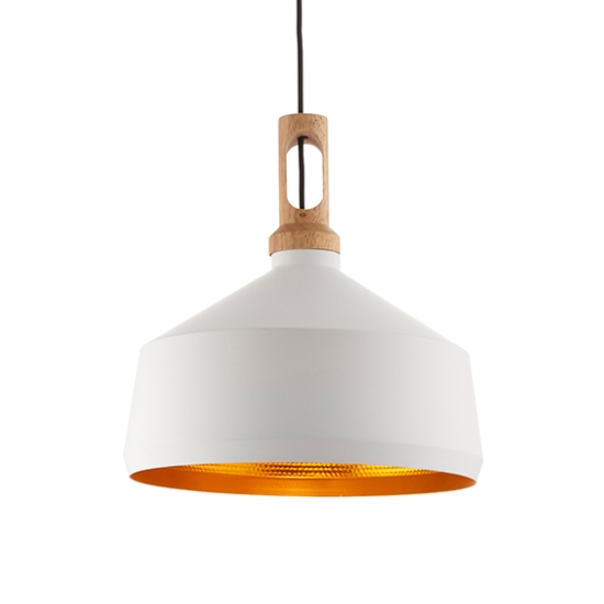 Garcia Ceiling Pendant Light In Matt White And Light Wood