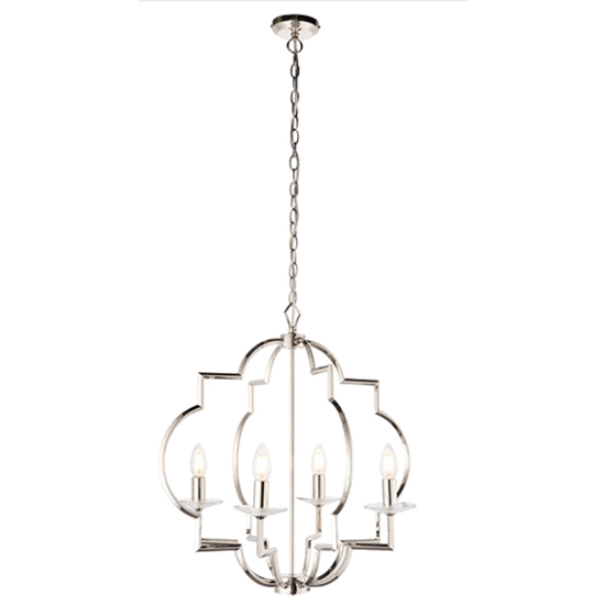 Garland 4 Lights Clear Crystal Glass Ceiling Pendant Light In Polished Nickel