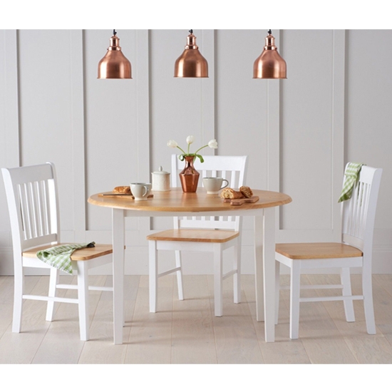 Genovia Extending Round Dining Set With 4 Chairs In Oak And White