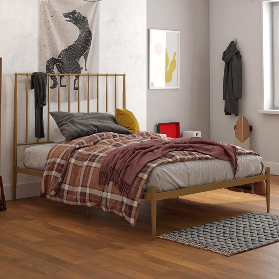 Giulia Modern Metal Double Bed In Gold